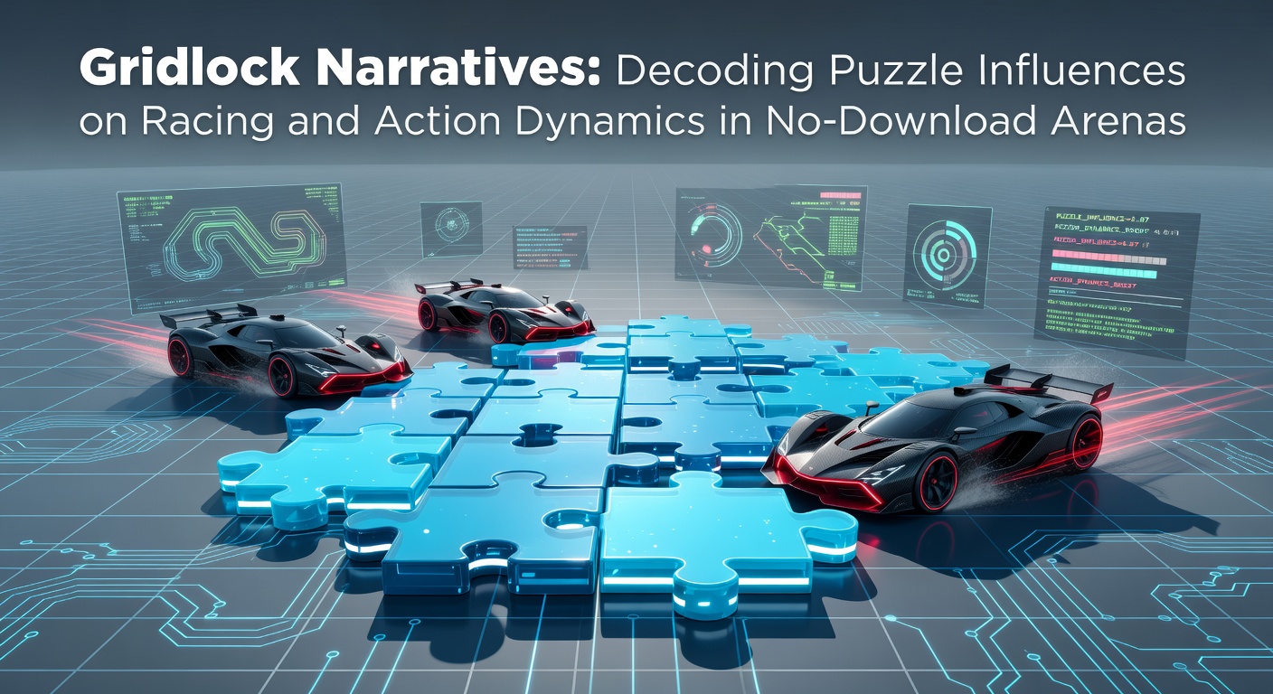 Browser-based racing game interface showing puzzle grid overlays on track layouts with action elements