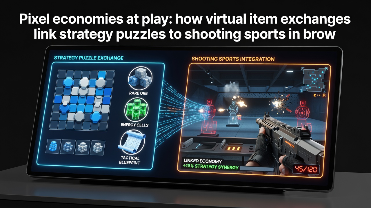 Player inventory screen displaying transferred items from puzzle sessions into active shooting sports gameplay